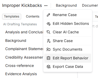 Edit Report Behavior
